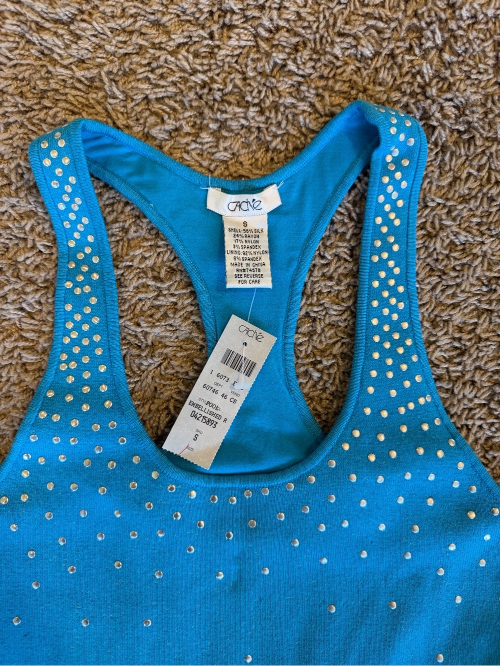 Cache Bright Teal Rhinestone Racerback Tank - Picture 3 of 5